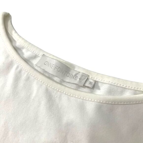 Anne Fontaine Small White Cold Shoulder Crew Neck Cotton Tunic Top - Picture 3 of 10